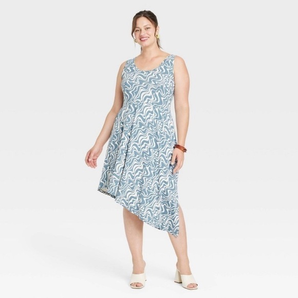 AVA & VIV 3X Red Asymmetrical Sleeveless Dress - Picture 1 of 2